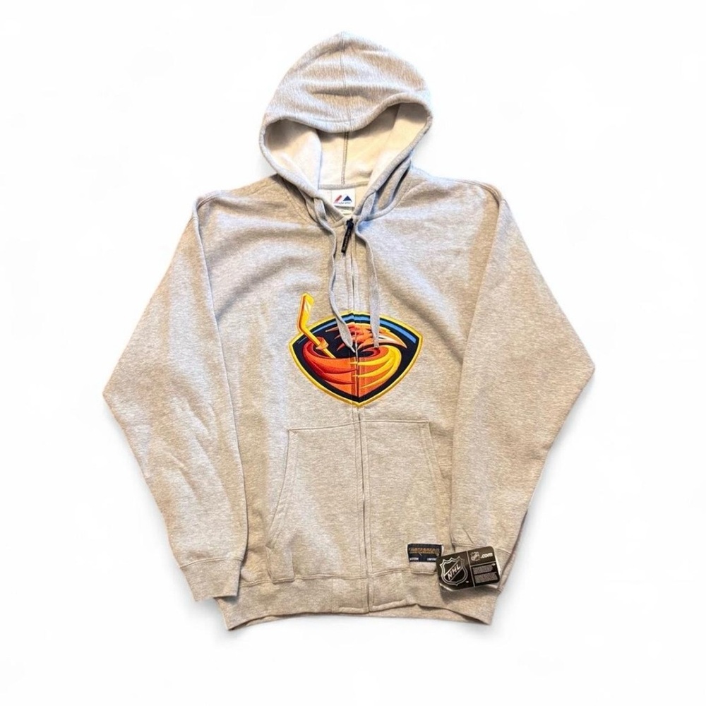 NWT Majestic Atlanta Thrashers NHL Men's Gray Zip Hoodie Officially Licensed